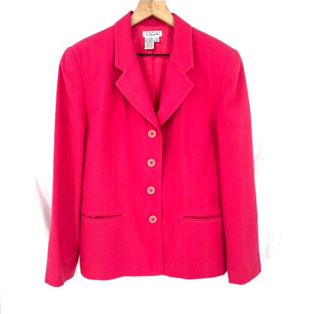 Vintage Talbots worsted‎ wool bubble gum pink 4 button blazer jacket career 10